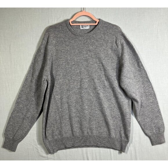 Johnston of Elgin Made in Scotland Sweater Mens Size 46 Gray Wool Pullover Crew - Picture 1 of 8
